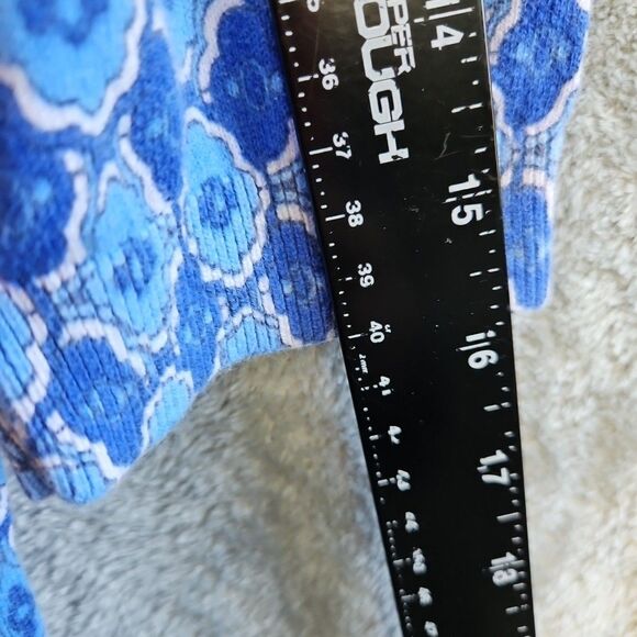 Old Navy Women's Sz Lg Blue Geometric  Sweater pullover 3/4 sleeve cotton - Picture 5 of 9